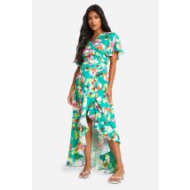 Maternité - Robe Longue Fleurie À Volants - Vert - 36, Vert