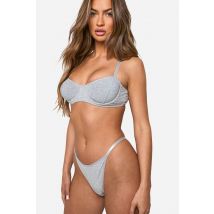 Ensemble De Lingerie Lounge À Nervures : Soutien-Gorge Et String - Gris - L, Gris