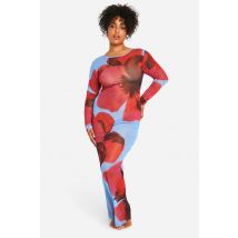 Robe De Plage Maxi Florale Grande Taille - Bleu - 46, Bleu
