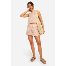 Boxy Gingham Longline Top - Rouge - 36, Rouge