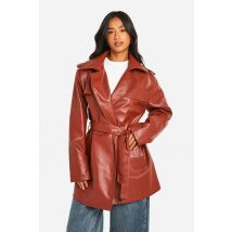 "Petite" Trench-Coat Court Ceinturé - Rouge Vin - 38, Rouge Vin