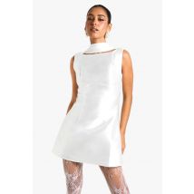 Robe Mini En Satin À Coupe A - Blanc - 42, Blanc