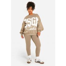 "Plus" Ensemble Survêtement Sweatshirt Oversize Et Legging Dsgn Studio - Vert Kaki - 44, Vert Kaki