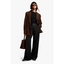 Pantalon De Costume Droit À Détails Plissés - Noir - 34, Noir