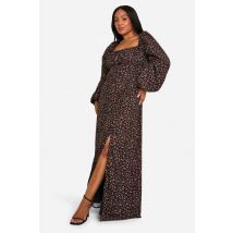 Robe Longue Milkmaid Grande Taille À Manches Ballon Ditsy - Noir - 44, Noir