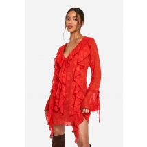 boohoo Femmes Robe Mini a Froufrous Paisley Burnout | Rousse | Taille: 36