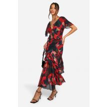Robe Maxi À Volants Imprimée Blur Print - Noir - 36, Noir