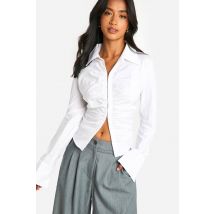 "Petite" Chemisier Cintré Froncé Pour Femmes De "Petite" Taille - Blanc - 34, Blanc