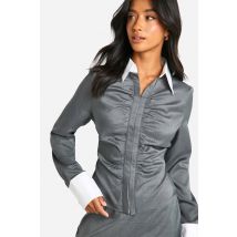 "Petite" Contrast Chemise Ajustée - Gris Anthracite - 34, Gris Anthracite