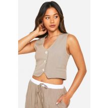 Gilet Tissé Texturé - Marron Camel - M, Marron Camel