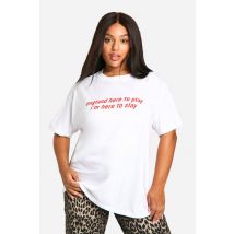 Grande Taille - T-Shirt Oversize Imprimé - Blanc - 50, Blanc