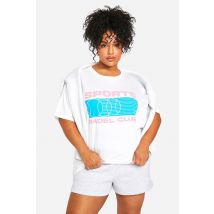"Plus" Sports Padel Club T-Shirt Oversize Imprimé - Blanc - 52, Blanc