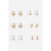 Boucles D'Oreilles En Or - Goutte Et Créoles, Pack De 6 - Jaune Or - One Size, Jaune Or