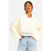 Ladder Crochet Crop Jumper - Blanc Cassé - M, Blanc Cassé