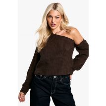 Pull Asymétrique En Maille - Marron Chocolat - S, Marron Chocolat