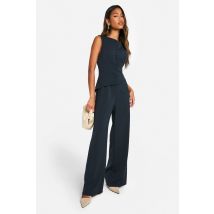 Combinaison À Pantalon Large Avec Gilet - Bleu Foncè - 38, Bleu Foncè