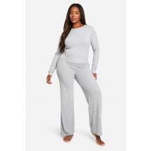 "Plus" Ensemble Coordonné De Haut À Manches Longues En Côte Douce Et Pantalon - Gris Perle - 56, Gris Perle