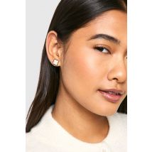 Boucles D'Oreilles Clous En Perles Et Trèfle - Pearl - One Size, Pearl