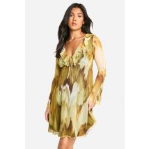 Maternité - Robe De Grossesse À Volants Et Imprimé Abstrait - Multicolore - 36, Multicolore