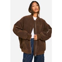Vintage Look Bombardier Oversize En Simili Daim - Marron Chocolat - 42, Marron Chocolat