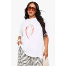 T-Shirt Graphique Oversize Piment "Plus" - Blanc - 50, Blanc