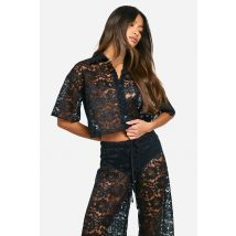 Chemisier Crop En Dentelle - Noir - 38, Noir