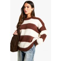 "Petite" - Pull Oversize À Rayures - Marron Chocolat - M, Marron Chocolat
