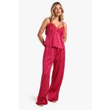 Ensemble Pyjama Camisole Et Pantalon À Imprimé De Petits Cœurs - Rouge - 34, Rouge