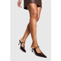 Hardware Detail Heeled Mules - Marron Chocolat - 37, Marron Chocolat