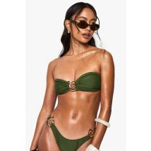 Premium Swim Swirl Trim Bandeau Bikini Top - Vert Kaki - 44, Vert Kaki