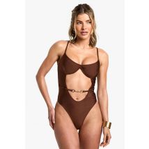 Maillot De Bain À Découpes Avec Armatures - Marron - 38, Marron