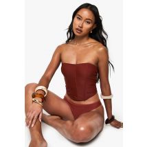 Premium Corset Detail Tankini Bikini Top - Orange Rouille - 34, Orange Rouille