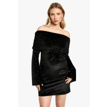 boohoo Femmes Robe Mini Maternite en Velours a Sequins Bardot | Noir | Taille: 44
