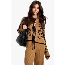 Cardigan À Détails Cravate Léopard - Leopard - M/L, Leopard