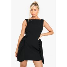 Robe Mini À Encolure Slash Et Jupe Ample - Noir - 36, Noir