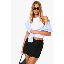 Crepe Wrap Front Mini Skirt - Noir - 44, Noir