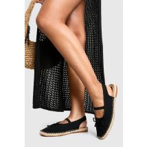 Espadrille Ballerines À Bride Arrière Avec Détail Nœud - Noir - 39, Noir