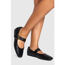 boohoo Femmes Wide Fit Mary Jane Ballet Flats | Noir | Taille: 36