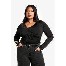 Body Taille "Plus" À Double Couche Avec Fronces Et Encolure En V - Noir - 44, Noir