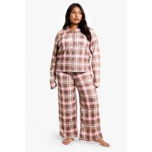 Ensemble Pyjama Long Grande Taille À Carreaux - Marron Chocolat - 54, Marron Chocolat