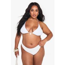 "Plus" Daisy Trim Bikini Set - Blanc - 44, Blanc