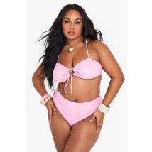 "Plus" Paisley Bikini Top & High Waist Bikini - Rose - 50, Rose
