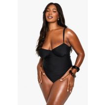 "Plus" Resin Trim Swimsuit - Noir - 54, Noir