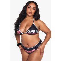 Ensemble De Bikini Triangle Graphique Pour Tailles "Plus" - Noir - 56, Noir