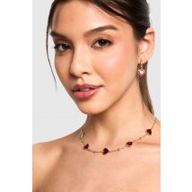 Collier À Émail Rouge Et Coeurs Éparpillés - One Size, Rouge