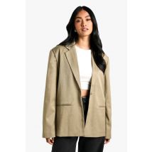 Tailleur Blazer Oversize À Simple Boutonnage - Vert Olive - 42, Vert Olive