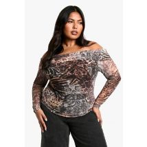 Top Bardot En Maille Léopard Grande Taille - Leopard - 56, Leopard