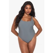 Maillot De Bain Grande Taille À Encolure Carrée - Bleu Gris - 56, Bleu Gris