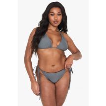 "Plus" Bas De Bikini Triangle Pour Tailles "Plus" À Nouer Sur Le Côté - Bleu Gris - 54, Bleu Gris