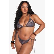 Bas De Bikini Triangle Grande Taille À Imprimé Synthétique Avec Nouettes Latérales - Serpent - 44, Serpent